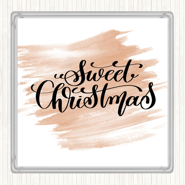 Watercolour Christmas Sweet Xmas Quote Coaster