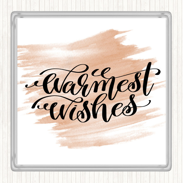 Watercolour Christmas Warmest Wishes Quote Coaster