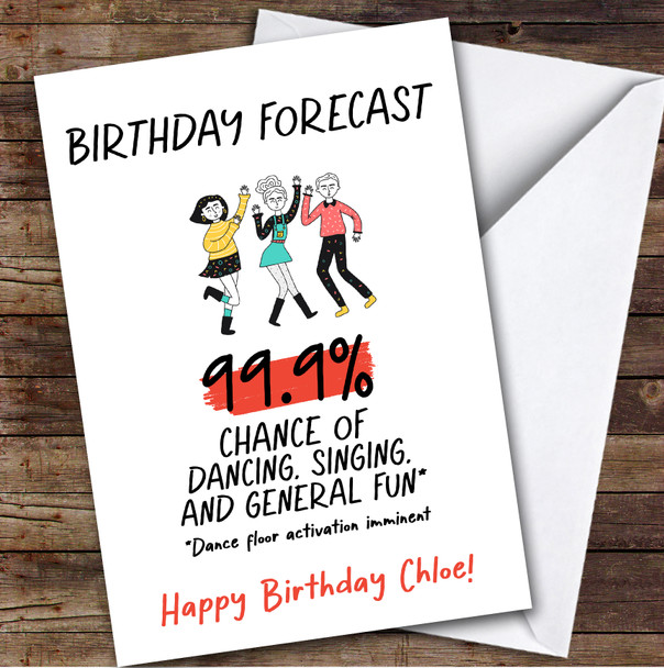 Funny Birthday Card Personalised Forecast Dancing