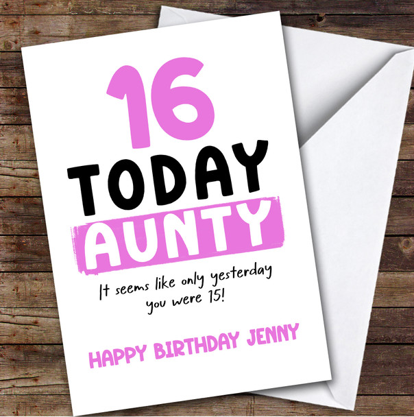 16th Birthday Card Personalised Aunty