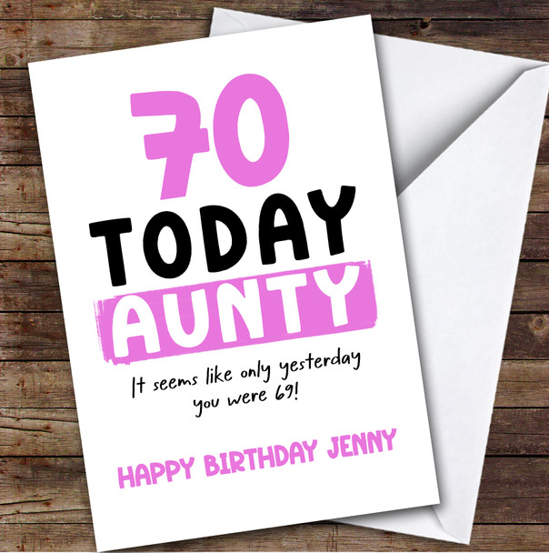 70th Birthday Card Personalised Aunty