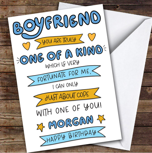 Birthday Card Personalised Boyfriend One Of A Kind Funny