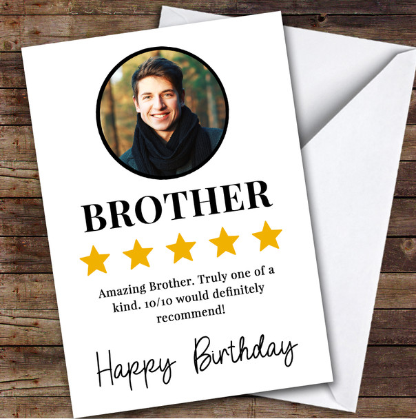 Birthday Card Personalised Brother Photo Review Stars 10 Out Of 10