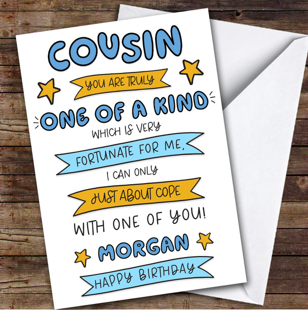 Birthday Card Personalised Cousin One Of A Kind Funny