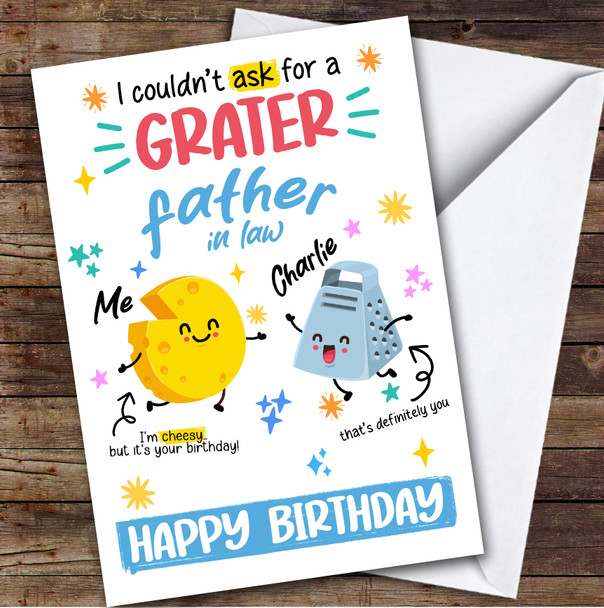 Funny Cheesy Birthday Card Personalised Father-In-Law