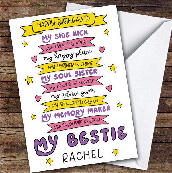 Birthday Card Personalised Friend Bestie List