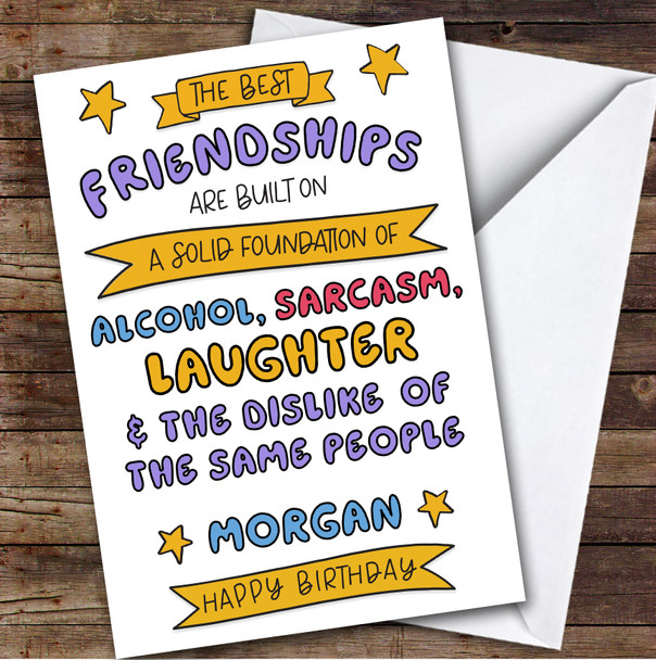 Birthday Card Personalised Friend Alcohol Sarcasm Laughter