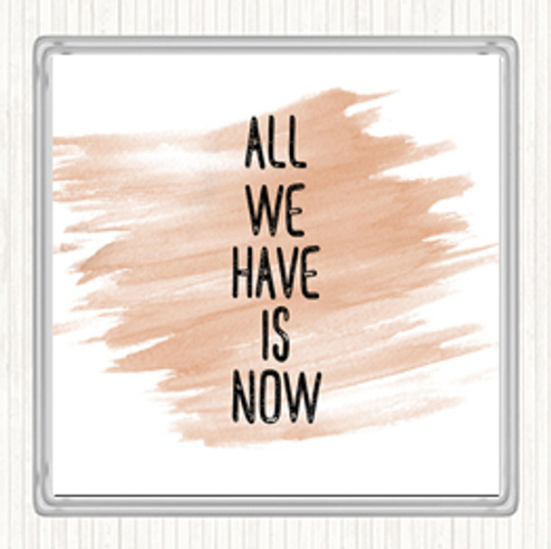 Watercolour All We Have Is Now Quote Coaster