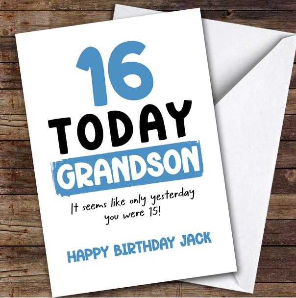 16th Birthday Card Personalised Grandson