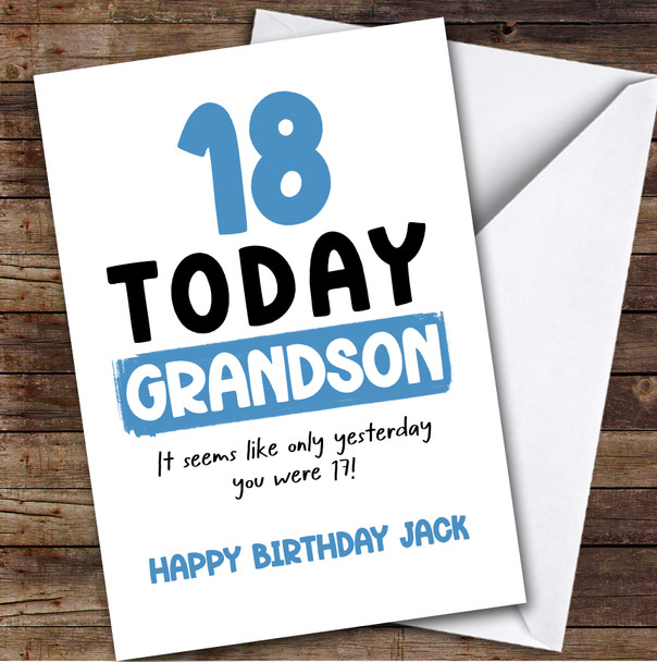 18th Birthday Card Personalised Grandson