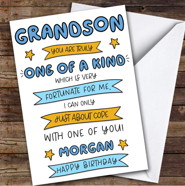 Birthday Card Personalised Grandson One Of A Kind Funny