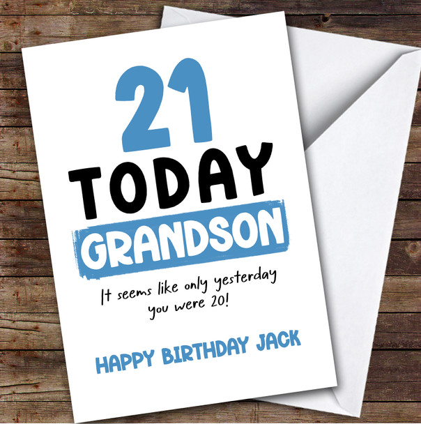 21st Birthday Card Personalised Grandson