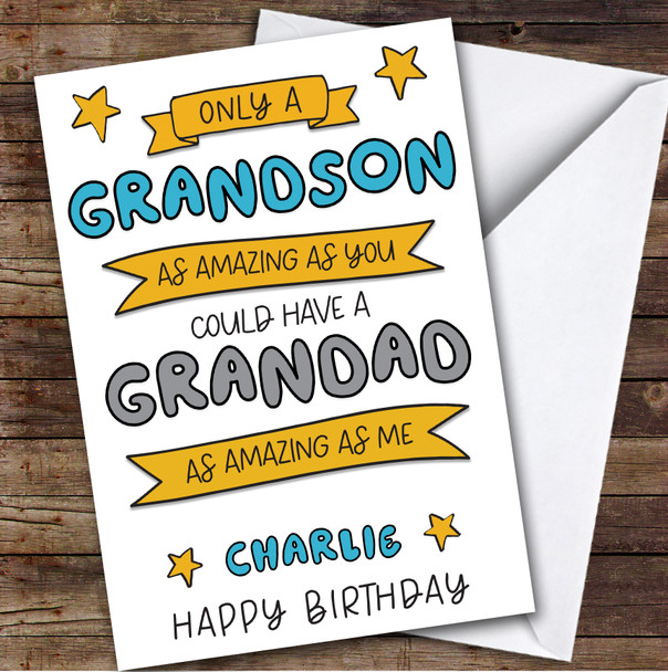 Birthday Card Personalised Amazing Grandson