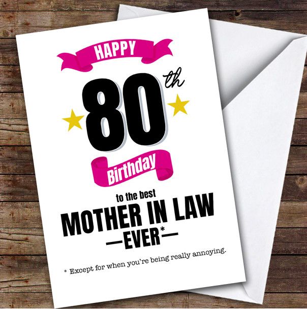80th Birthday Card Personalised The Best Mother-In-Law Ever