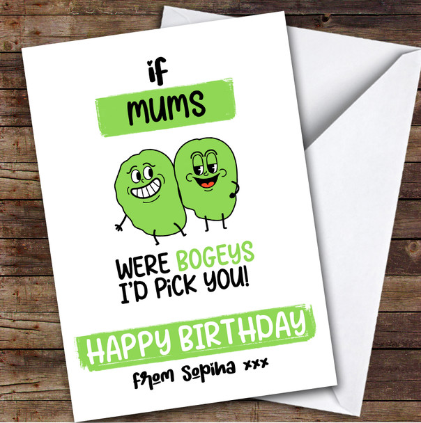 Funny Bogey Mum Birthday Card Personalised