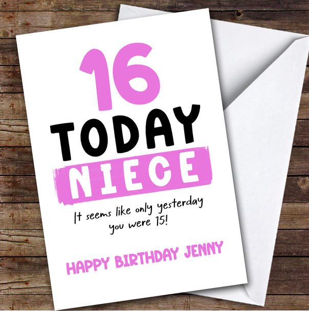 16th Birthday Card Personalised Niece