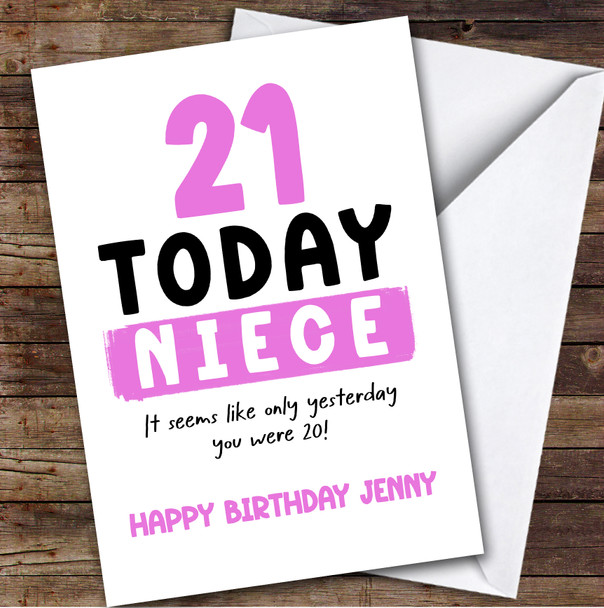 21st Birthday Card Personalised Niece
