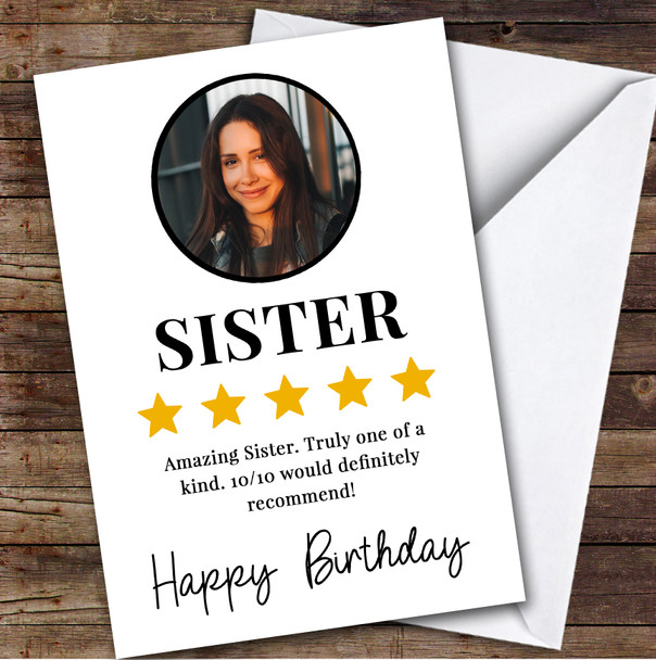 Birthday Card Personalised Sister Photo Review Stars 10 Out Of 10