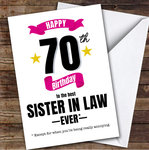 70th Birthday Card Personalised The Best Sister-In-Law Ever