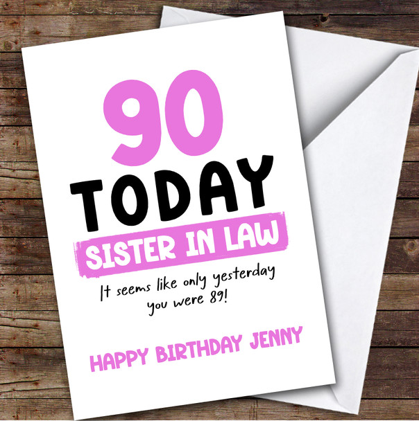 90th Birthday Card Personalised Sister-In-Law