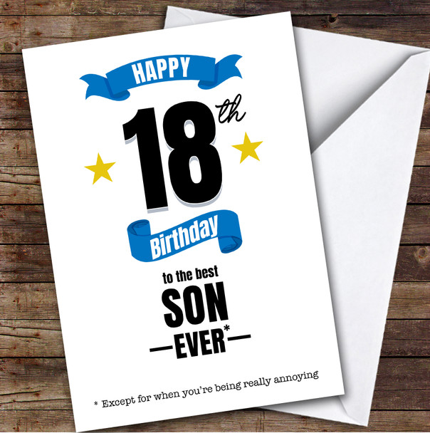 18th Birthday Card Personalised The Best Son Ever