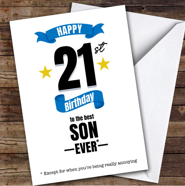 21st Birthday Card Personalised The Best Son Ever