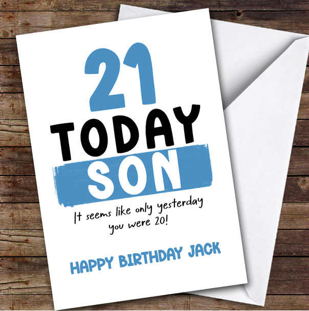 21st Birthday Card Personalised Son