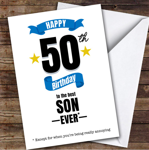 50th Birthday Card Personalised The Best Son Ever