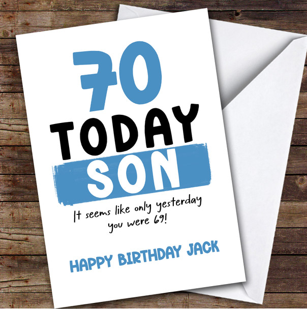 70th Birthday Card Personalised Son
