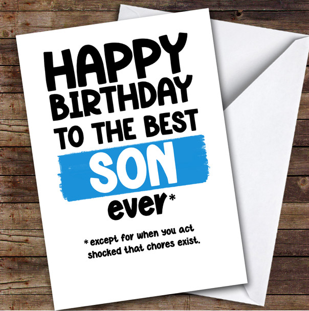 Funny Happy Birthday Card Personalised The Best Son Ever