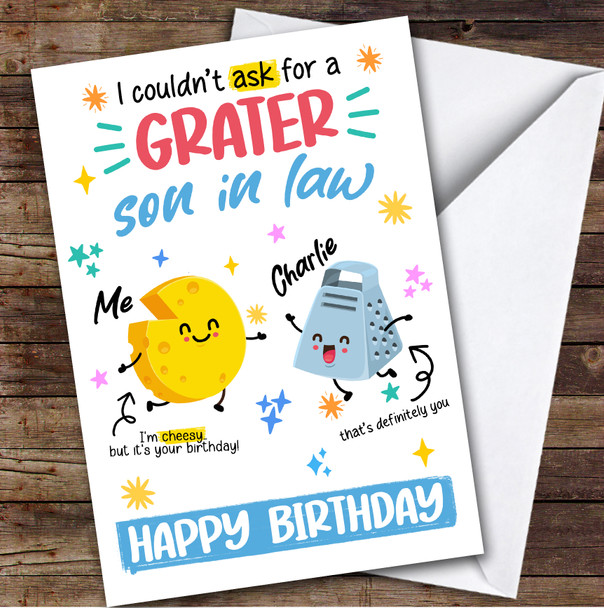 Funny Cheesy Birthday Card Personalised Son-In-Law