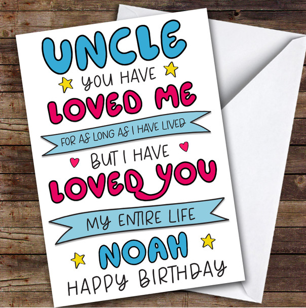 Birthday Card Personalised Uncle Loved You Entire Life