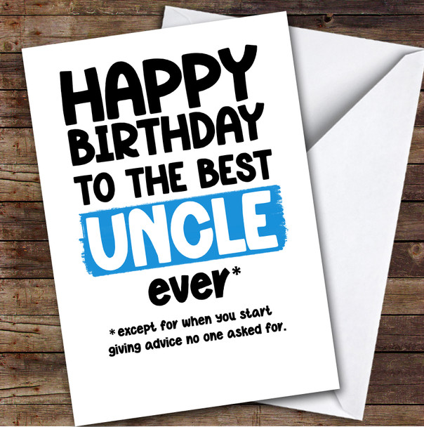 Funny Happy Birthday Card Personalised The Best Uncle Ever