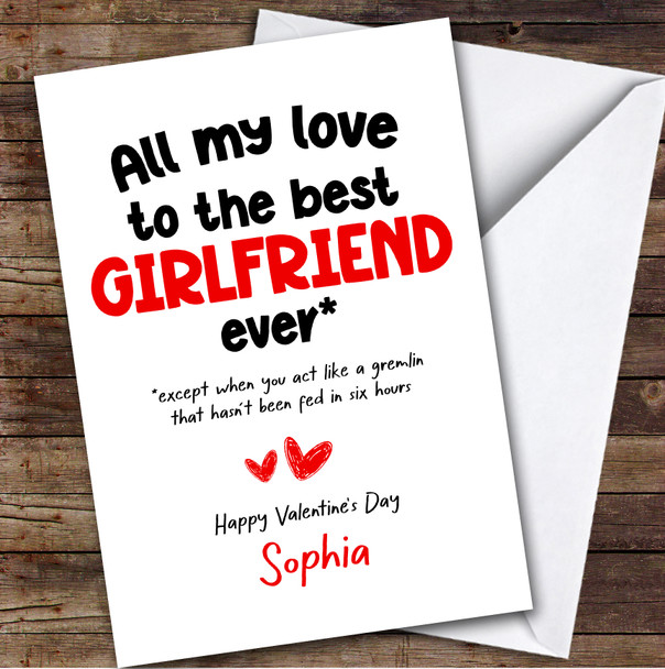 The Best Girlfriend Ever Valentine's Day Card Personalised