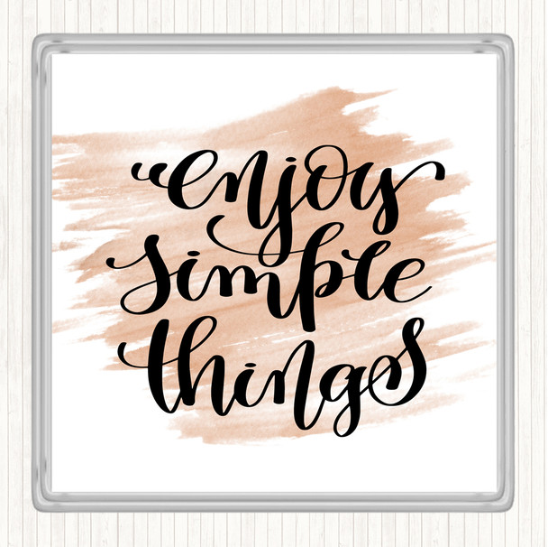 Watercolour Enjoy Simple Things Quote Coaster