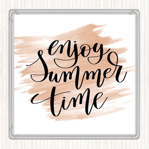 Watercolour Enjoy Summer Time Quote Coaster