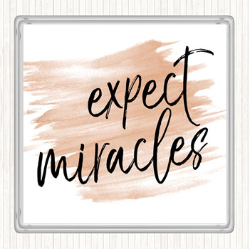 Watercolour Expect Miracles Quote Coaster