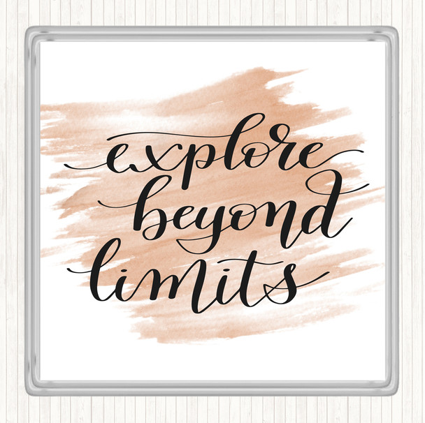 Watercolour Explore Beyond Limits Quote Coaster