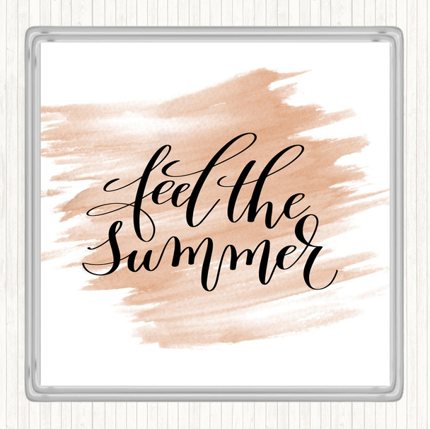 Watercolour Feel The Summer Quote Coaster