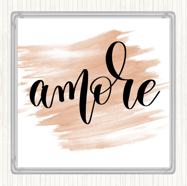 Watercolour Amore Quote Coaster