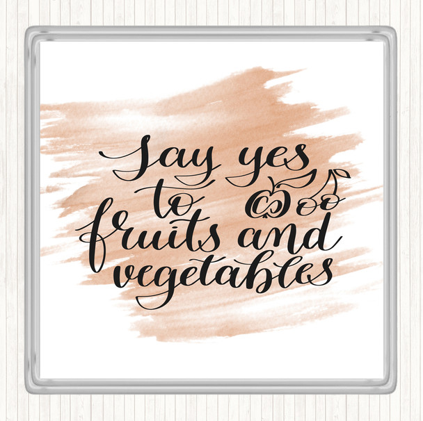 Watercolour Fruits And Vegetables Quote Coaster