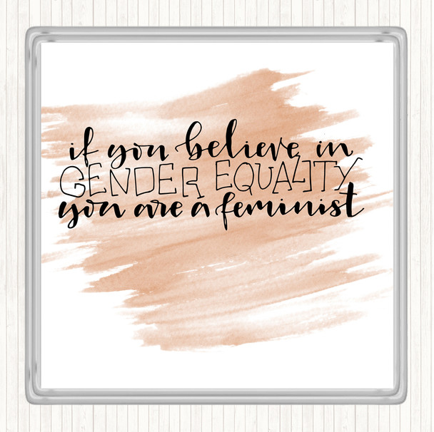 Watercolour Gender Equality Quote Coaster