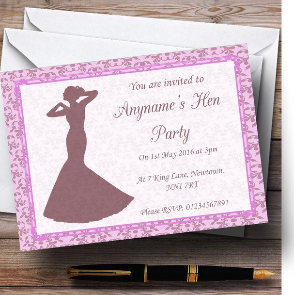 Pink Classic Vintage Customised Hen Party Invitations