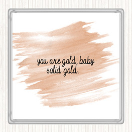 Watercolour Gold Baby Quote Coaster