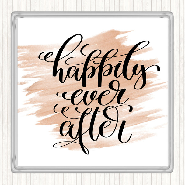 Watercolour Happily Ever After Quote Coaster
