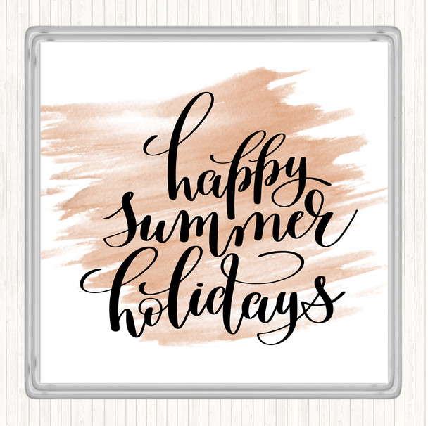 Watercolour Happy Summer Holidays Quote Coaster