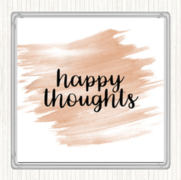 Watercolour Happy Thoughts Quote Coaster