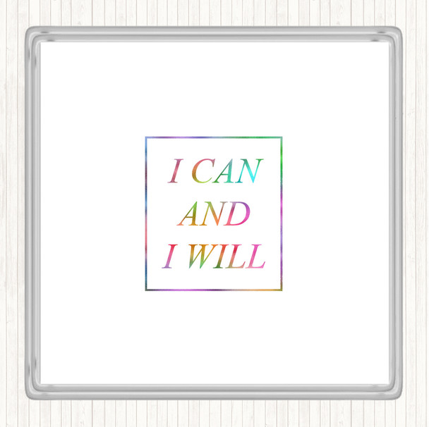 I Can Rainbow Quote Coaster