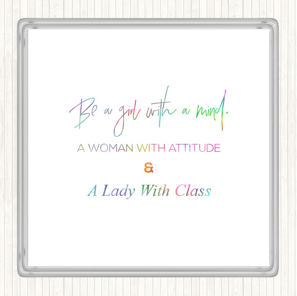 Lady With Class Rainbow Quote Coaster