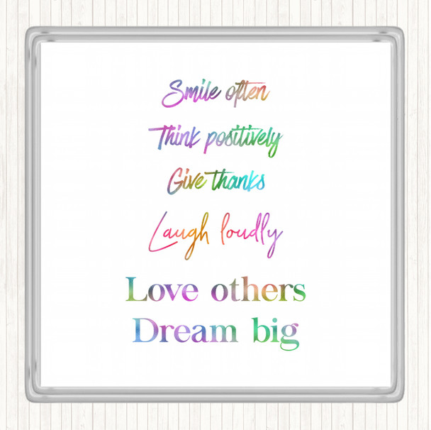 Laugh Loudly Rainbow Quote Coaster